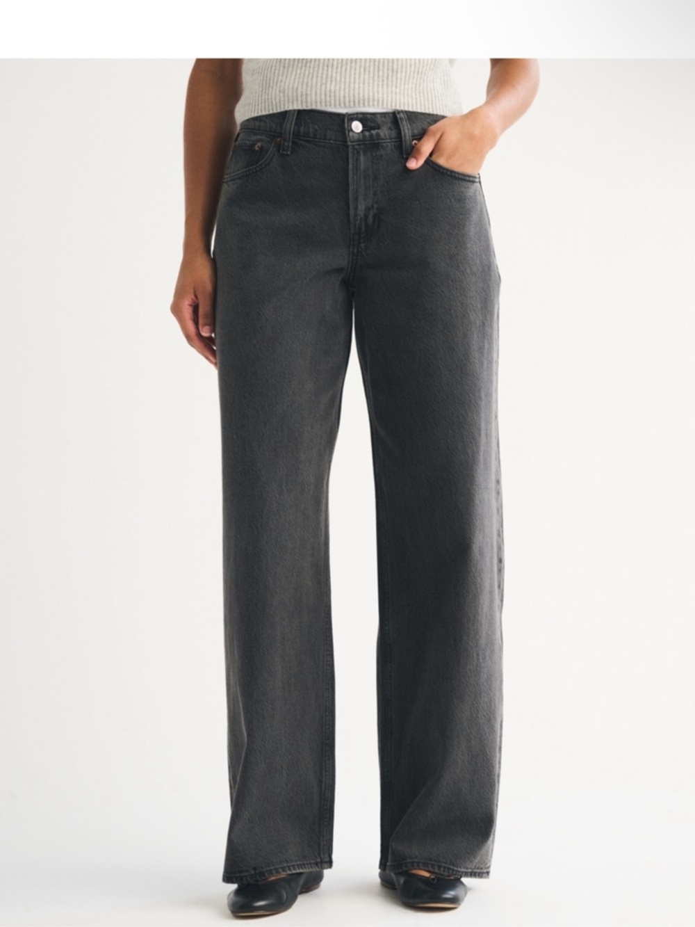 Abercrombie & Fitch- Curve Love Low Rise Ultra Loose Jean Black - Picture 3 of 4